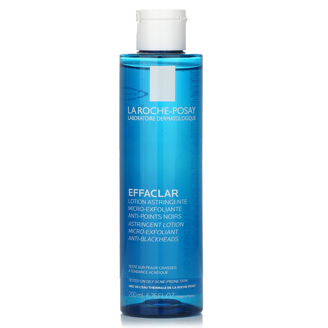 La Roche Posay Effaclar Astringent Lotion in 200ml, designed to reduce oil and shrink pores for clearer, healthier skin.