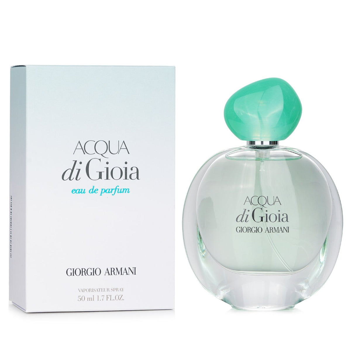 Giorgio Armani Acqua Di Gioia Eau De Parfum in 50ml, featuring fresh mint, water jasmine, and a warm cedar base.