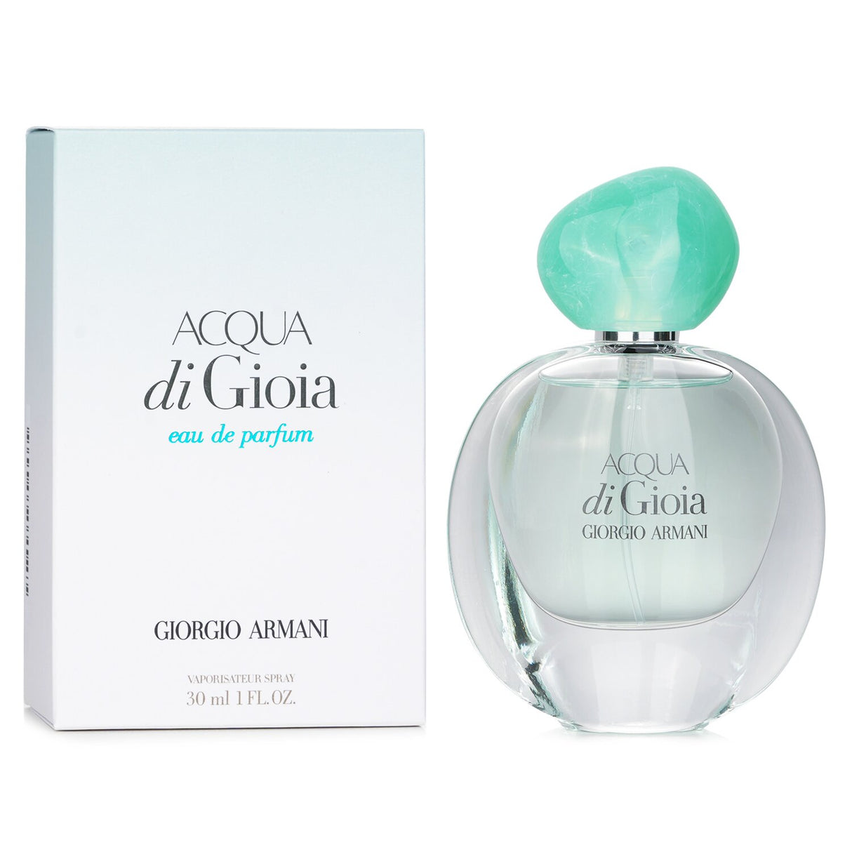 Giorgio Armani Acqua Di Gioia Eau De Parfum Spray in a sleek 30ml bottle, featuring refreshing mint, jasmine, and warm cedar notes.