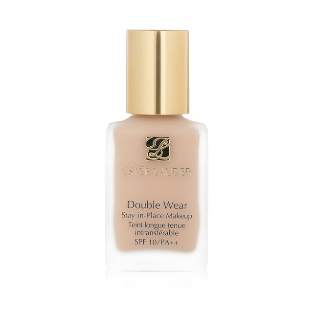 Estee Lauder Double Wear foundation in No. 62 Cool Vanilla, offering medium coverage and a lasting semi-matte finish.