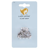 Lady Jayne Acrylic Claw Grip in elegant design, stylishly holds hair, available in Beige Shell, Black Shell, and White Shell.
