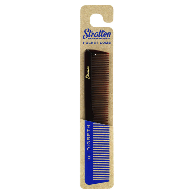 "Compact and stylish pocket comb designed for finer hair and moustaches, perfect for on-the-go grooming."