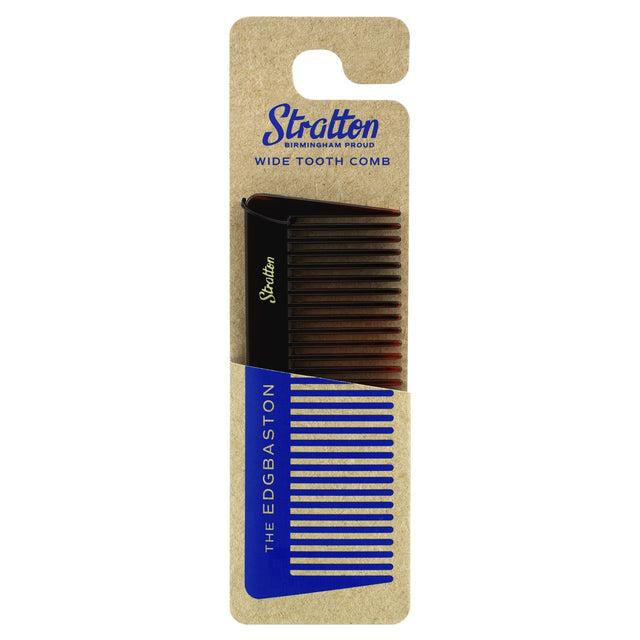 Wide-tooth comb designed for thick, curly hair; promotes easy detangling and shine with eco-friendly packaging.