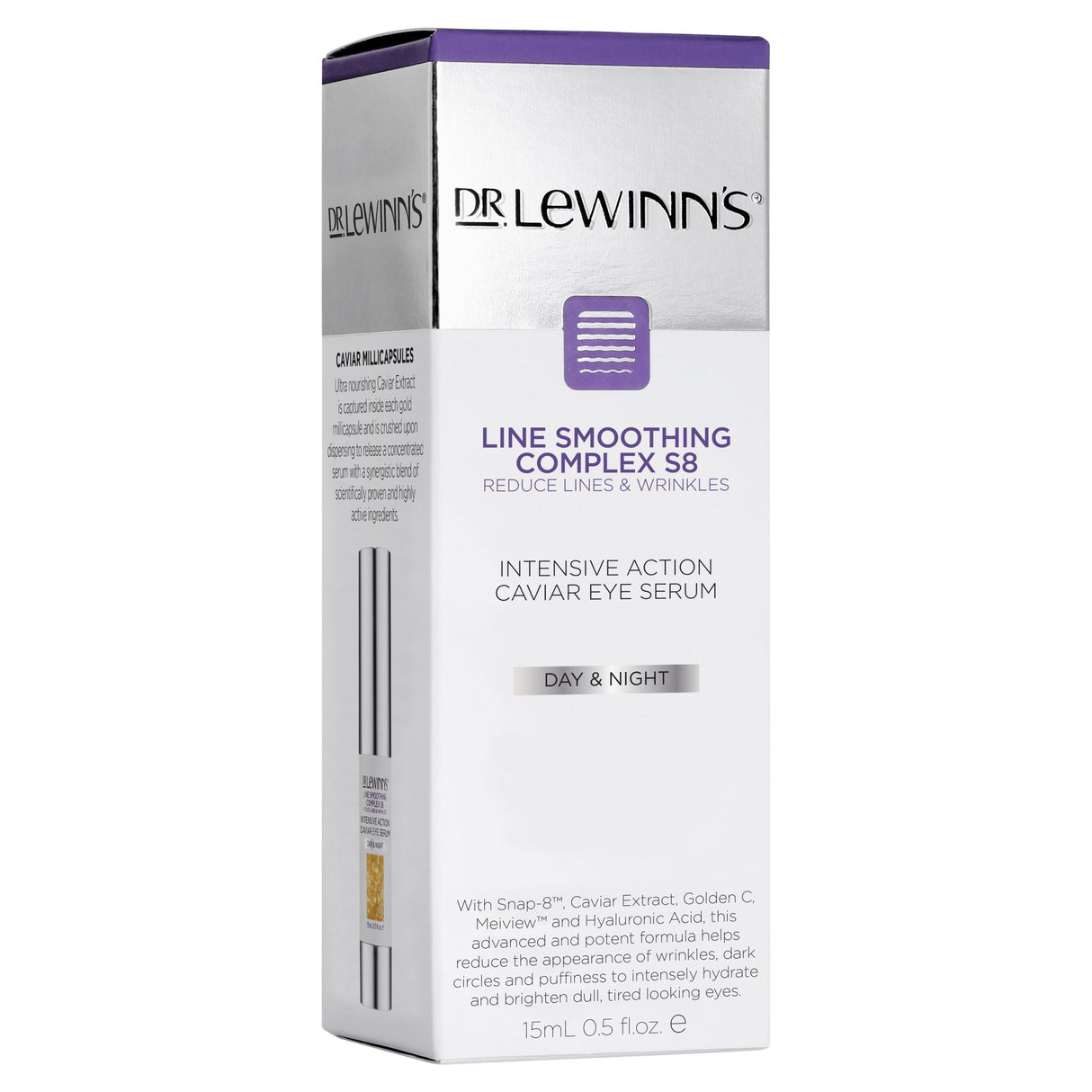 Luxurious gel eye serum with caviar extract, reducing wrinkles and dark circles for brighter, youthful-looking eyes.