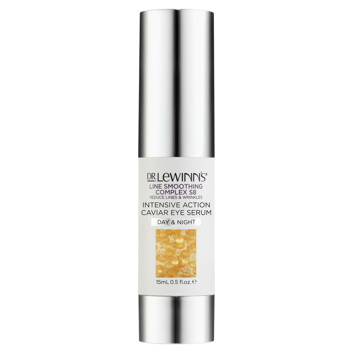 Caviar eye serum in a 15mL bottle, designed to reduce wrinkles and dark circles for youthful, vibrant eyes.