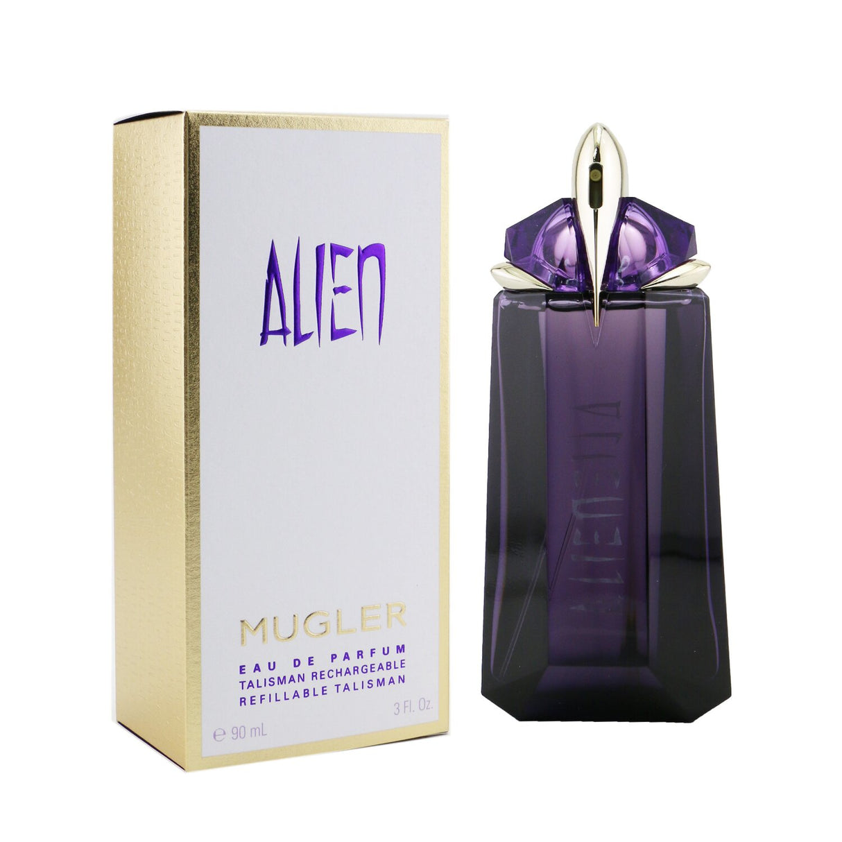 Thierry Mugler Alien Eau De Parfum, 90ml refillable spray, features jasmine, woodsy notes, and amber for an enchanting fragrance.