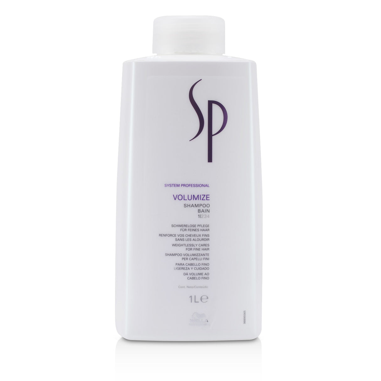 Wella SP Volumize Shampoo in 1000ml, designed to boost volume for fine hair while providing lightweight cleansing.