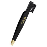 Glam by Manicare® Dual Brow Styler featuring a 24K gold slant tweezer and cruelty-free brush for flawless brow grooming.