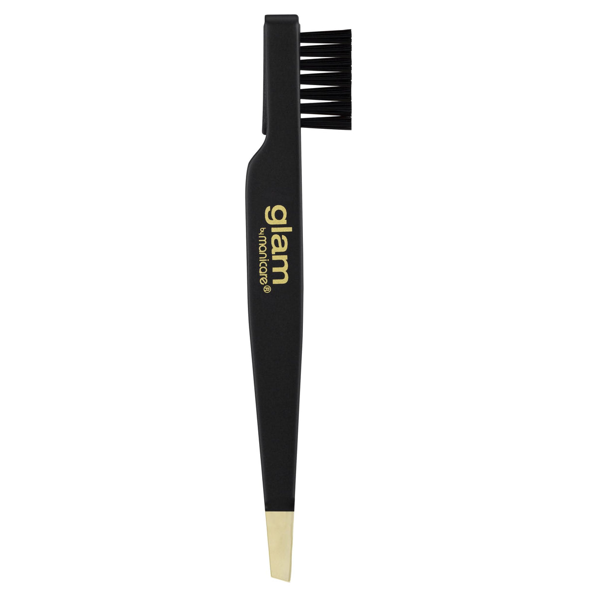 Glam by Manicare® Dual Brow Styler with 24K gold tip tweezer and cruelty-free brush for perfect, well-groomed eyebrows.