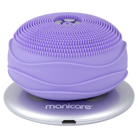 Manicare® Salon Thermal Sonic Cleanser: rechargeable silicone brush for deep cleansing, warming feature, and customizable sonic intensity.