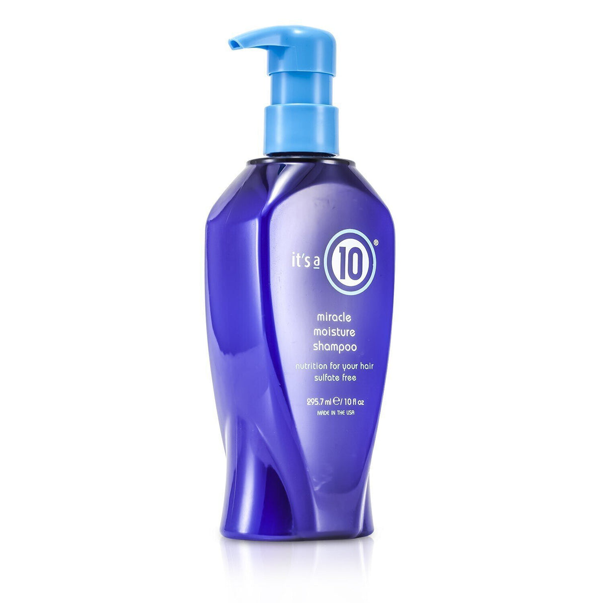 It's A 10 Miracle Moisture Shampoo, 295.7ml, hydrates, nourishes, and revitalizes all hair types with a blend of vital ingredients.