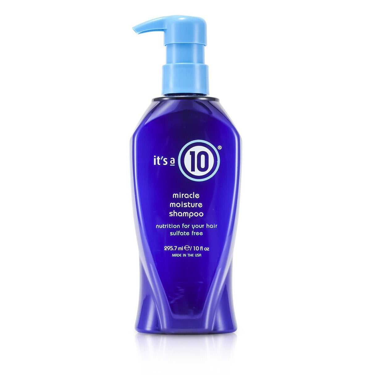 It's A 10 Miracle Moisture Shampoo 295.7ml, a nourishing formula for all hair types, restoring moisture and enhancing shine.