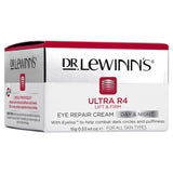 Dr. LeWinn's Ultra R4 Eye Repair Cream in a 15g tube, targets puffiness and dark circles for brighter, firmer eyes.