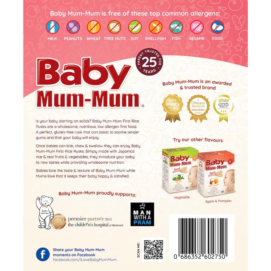 Baby Mum Mum Teething Rusks Strawberry & Beetroot - 18pk 36g