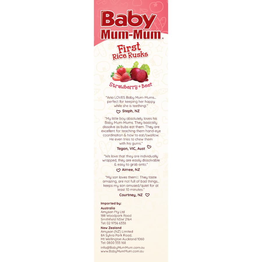 Baby Mum Mum Teething Rusks Strawberry & Beetroot - 18pk 36g