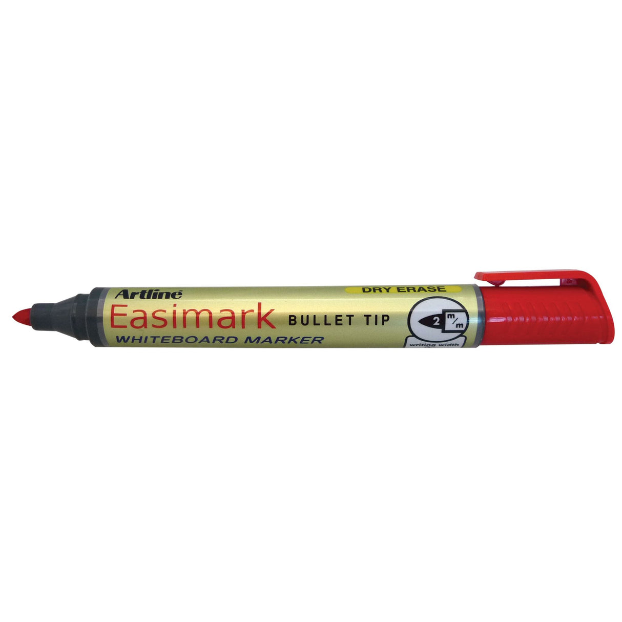 Artline 157 Easimark red whiteboard markers, 2mm bullet nib, pack of 12, perfect for vibrant, bold presentations and creative projects.