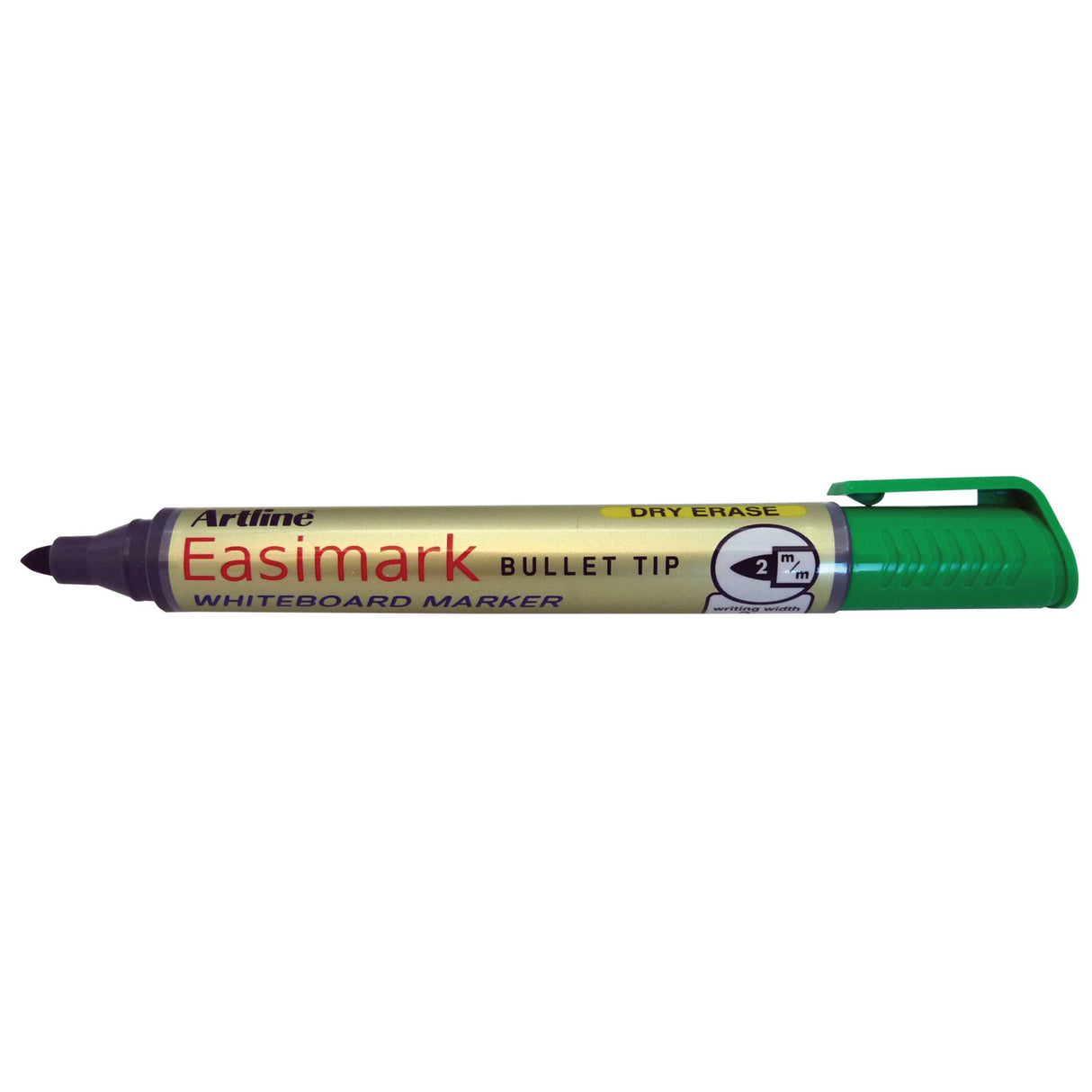 Green Artline 157 whiteboard markers with 2mm bullet nib, pack of 12, ideal for bold, clear writing on whiteboards.