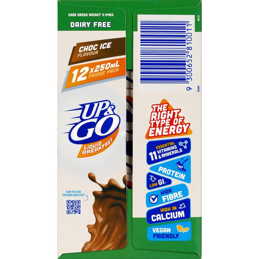 Sanitarium Up & Go Liquid Breakfast Dairy Free Choc Ice Fridge 12pk 250mL