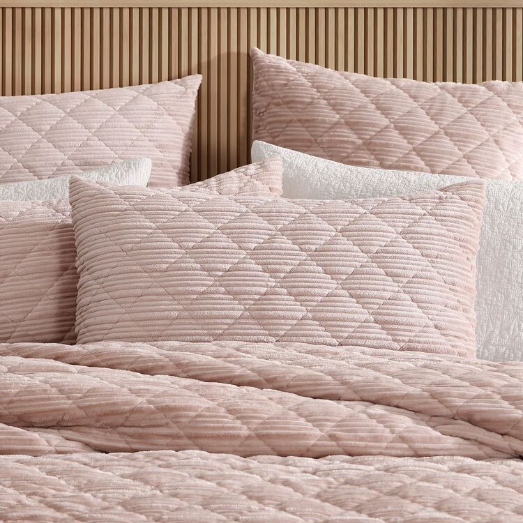Quilt / Duvet  Cover Set - Platinum CORBIN VELVET BLUSH - QCS (Super King NZ)