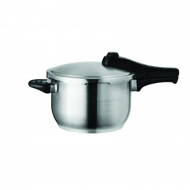 Stainless steel 5-litre Pyrolux pressure cooker with safety features, ideal for quick, nutritious meals on any cooktop.