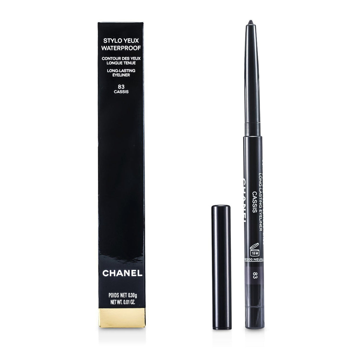 Chanel Stylo Yeux Waterproof #83 Cassis eyeliner, smudge-proof and vibrant, perfect for bold or subtle eye looks.