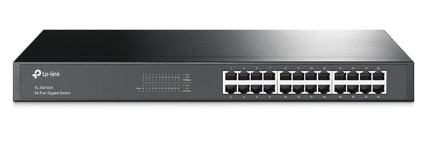 TP-Link SG1024 24 Port Gigabit Switch in a durable steel case, ideal for efficient office networking and energy savings.