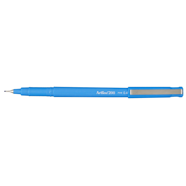 Artline 200 Bright Fineliner Pens set of 12 in blue, featuring 0.4mm blur-proof ink for precise writing and drawing.