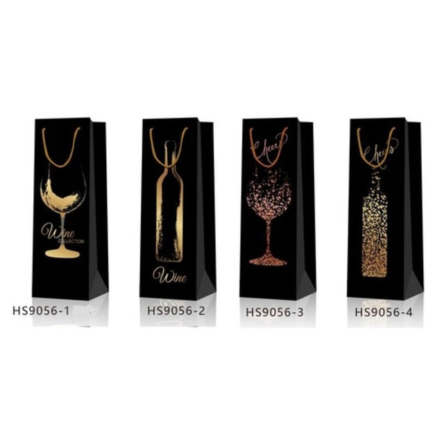 Elegant Christmas wine bags (12x36x9cm) in vibrant designs; perfect for stylish gift-giving and protective transport of bottles.