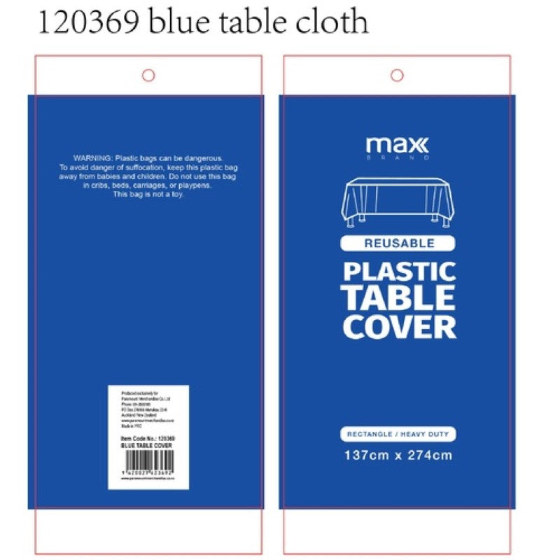 Plastic Table Cloth 137x274cm Blue - Pack of 12