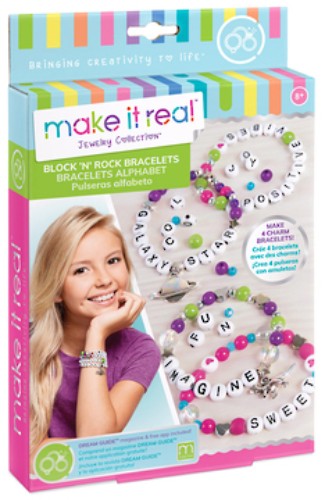 DIY bracelet kit featuring 60+ letter beads, 70+ stylish beads, and charms for creative kids aged 8 and up.