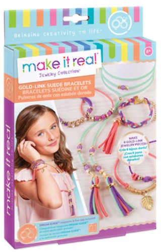 Make It Real - Gold-Link Suede Bracelets