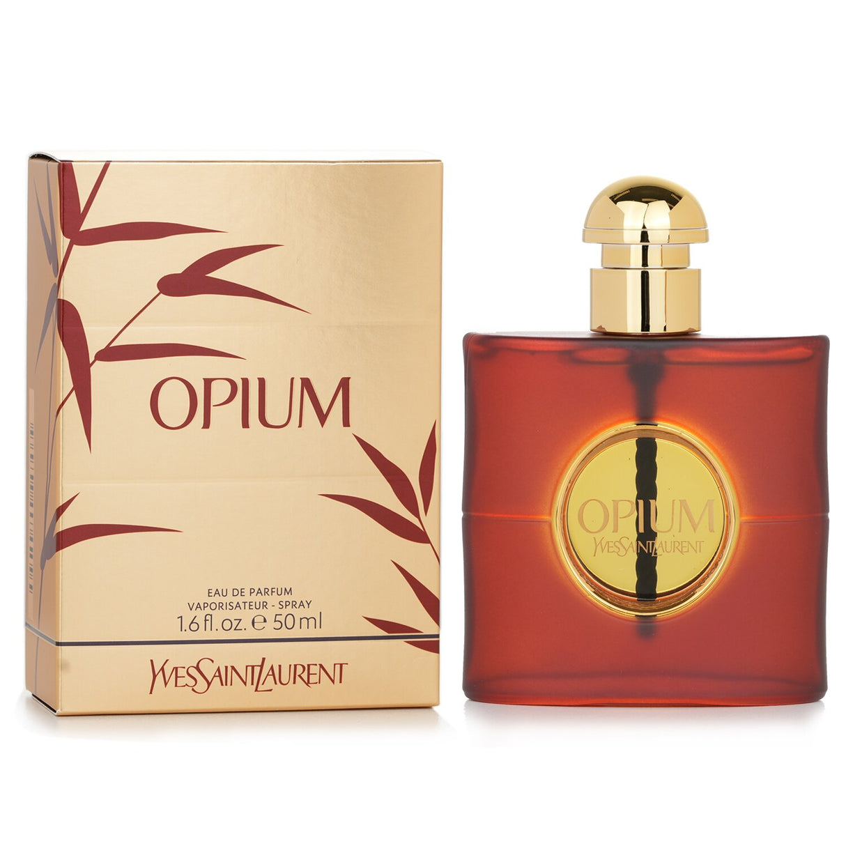 Yves Saint Laurent Opium Eau De Parfum Spray, 50ml, a sophisticated oriental fragrance with floral and warm notes, perfect for winter.