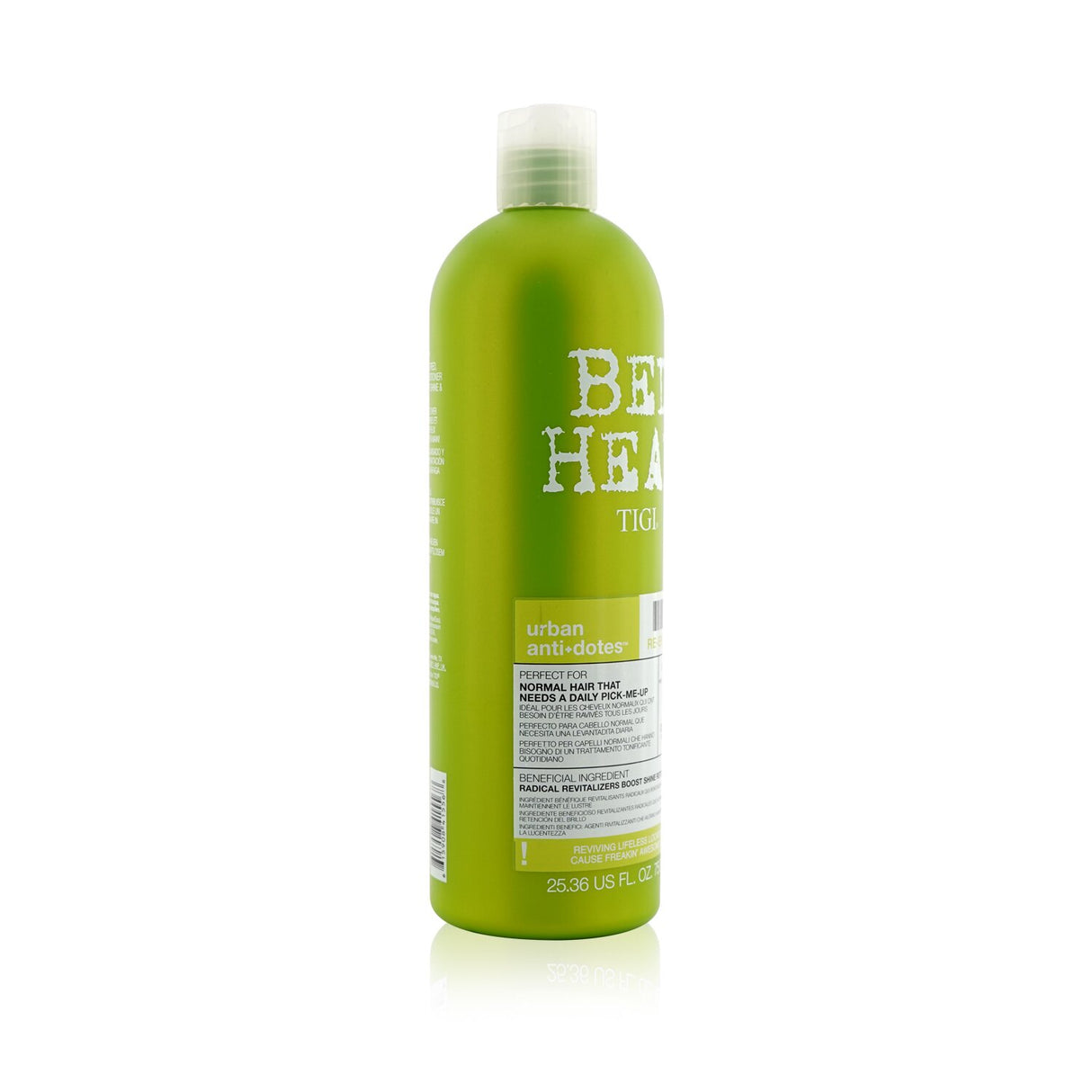 Tigi Bed Head Urban Anti+dotes Re-energize Conditioner in 750ml revitalizes and detangles normal hair, enhancing color and moisture.