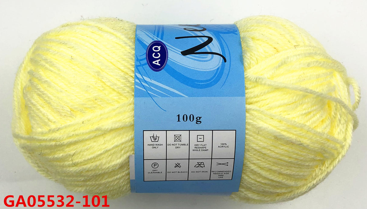 Set of 6 soft, durable 100g ivory acrylic yarn bundles, ideal for knitting and crochet projects. Elegant and easy to care for.