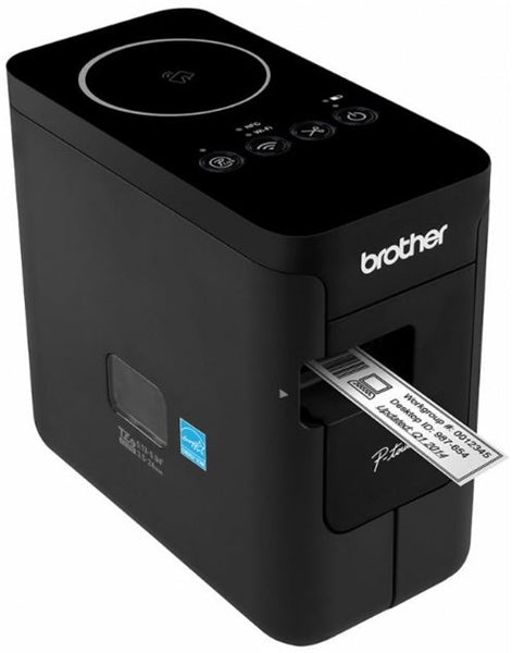 Wireless Brother PTP750W label maker for efficient office organization, featuring high-speed printing and barcode capability.