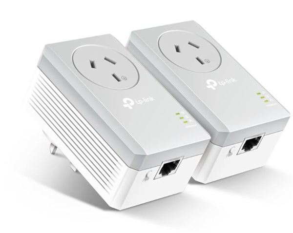 TP-Link TL-PA4010PKIT: Dual pass-through powerline adapter kit for high-speed networking up to 600Mbps and integrated power socket.