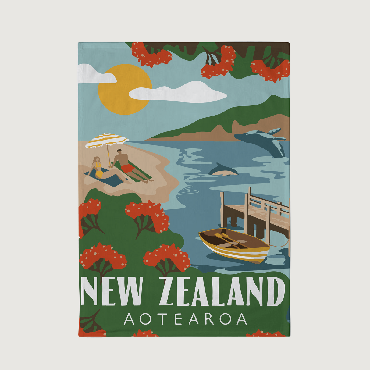 Moana Road - NZ Aotearoa Tea Towels - Northern Beach