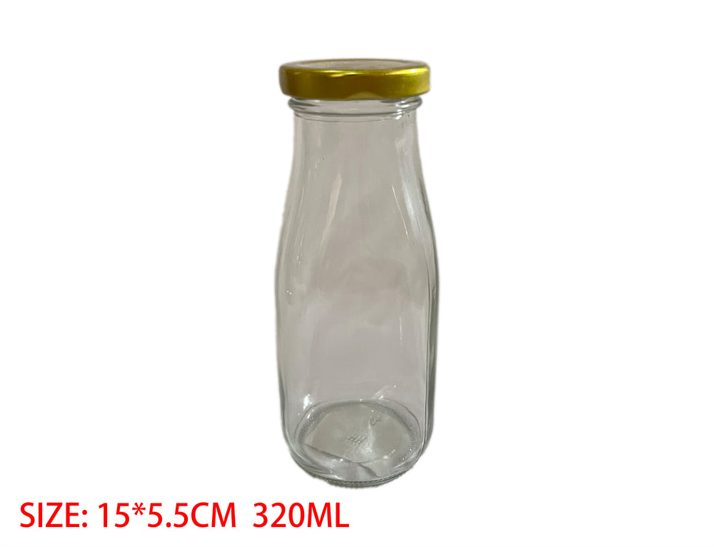 GLASS MILK BOTTLE - 320ML (Set of 12 Asstd)
