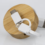 Retractable Multi-Connector Charging Cable With Bamboo Hub - Pack of 10