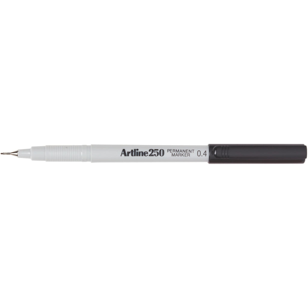 Artline 250 Permanent Markers pack of 12, featuring 0.4mm plastic nib for fine line marking, smudge-proof and low odour ink.