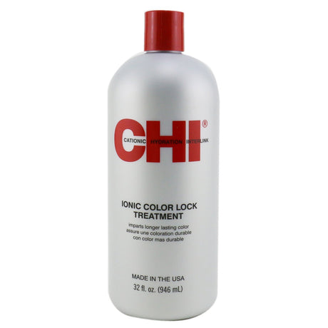 CHI Ionic Color Lock Treatment 950ml, revitalizing hair care to seal moisture, enhance shine, and maintain vibrant color.