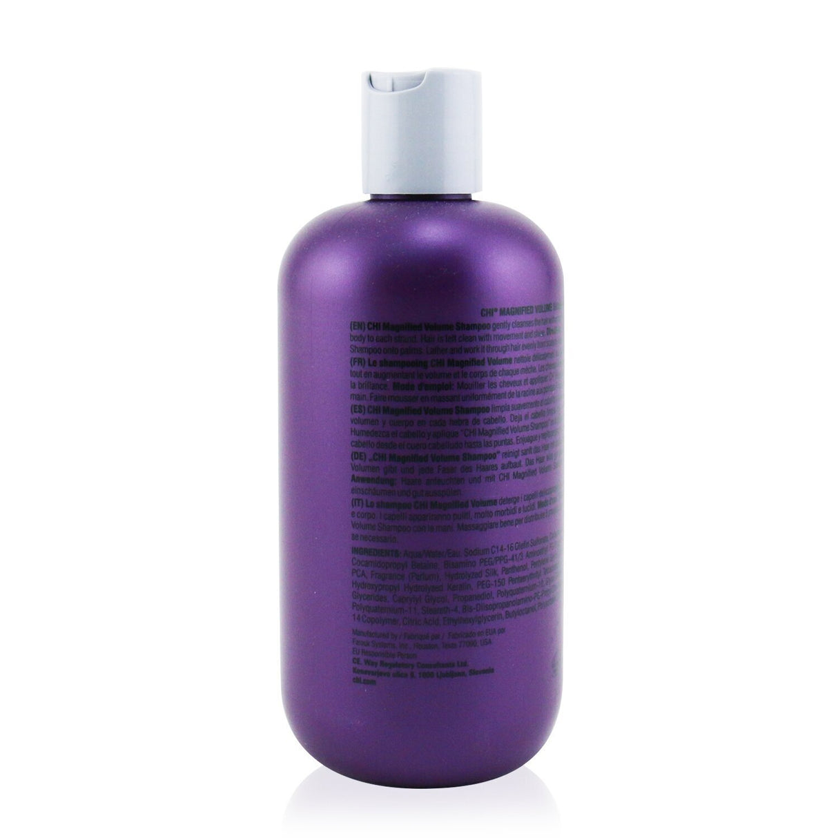 Bottle of CHI Magnified Volume Shampoo for fine hair, 355ml, designed to boost volume and enhance manageability.