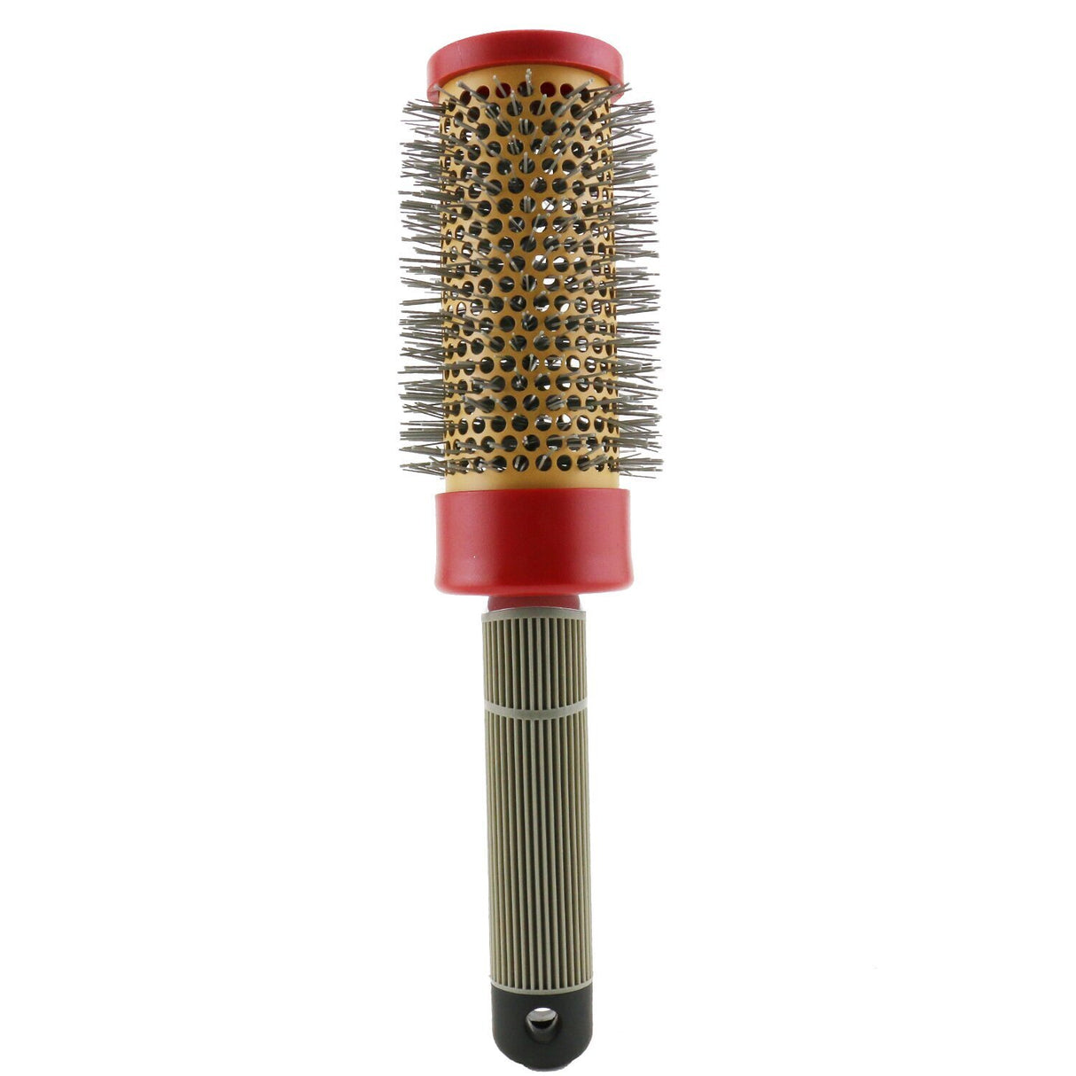 Large CHI Turbo Ceramic Round Nylon Brush with non-slip handle, designed for smooth styling and frizz reduction for all hair types.