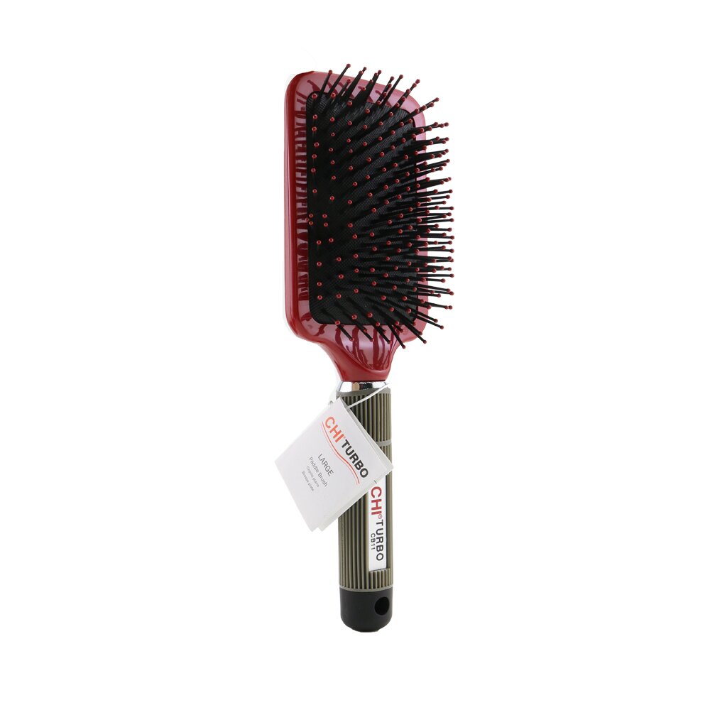 CHI Turbo Large Paddle Brush (CB11) with non-slip handle, ceramic nylon tips, ideal for blow-drying and smoothing long hair.