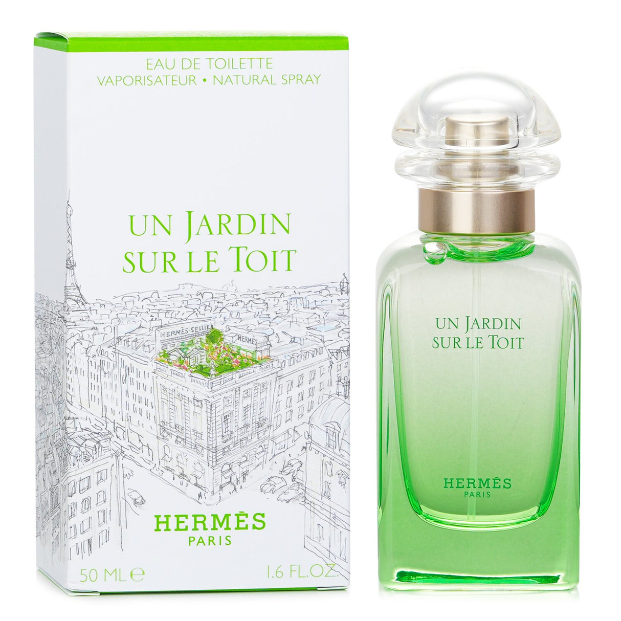 Hermes Un Jardin Sur Le Toit 50ml EDT, a fruity floral blend of apple, pear, rose, and basil, perfect for spring and summer.