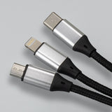 120cm Braided Multi-Connector USB Charging Cable Lumos