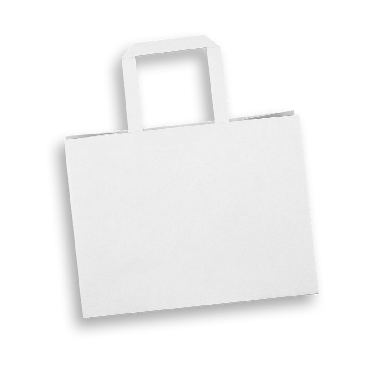 Medium Landscape Paper Shopping Bag Flat Handles White - Pack of 50