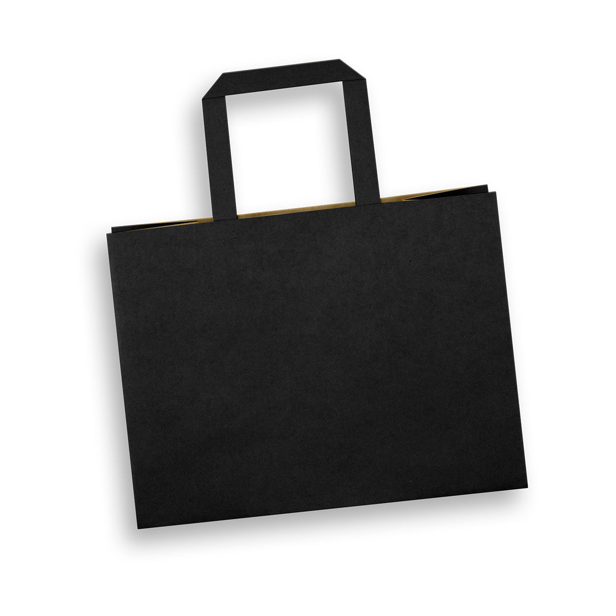 Medium Landscape Paper Shopping Bag Flat Handles Black - Pack of 50