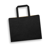 Medium Landscape Paper Shopping Bag Flat Handles Black - Pack of 50