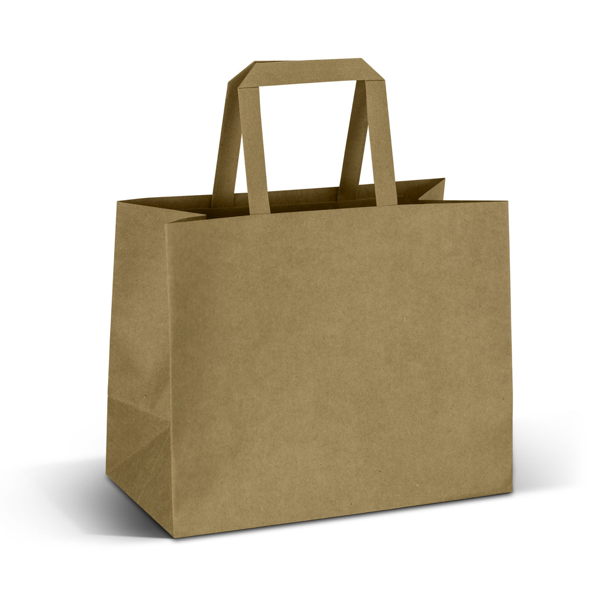 Medium Landscape Paper Shopping Bag Flat Handles Natural - Pack of 50